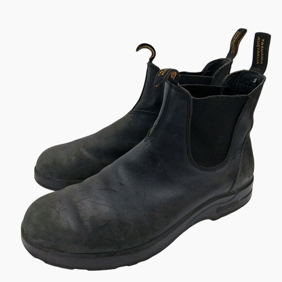 Blundstone Boots Mens AU 11 US 12 Black Chelsea Slip On Vibram Sole Work Ankle - Picture 1 of 9